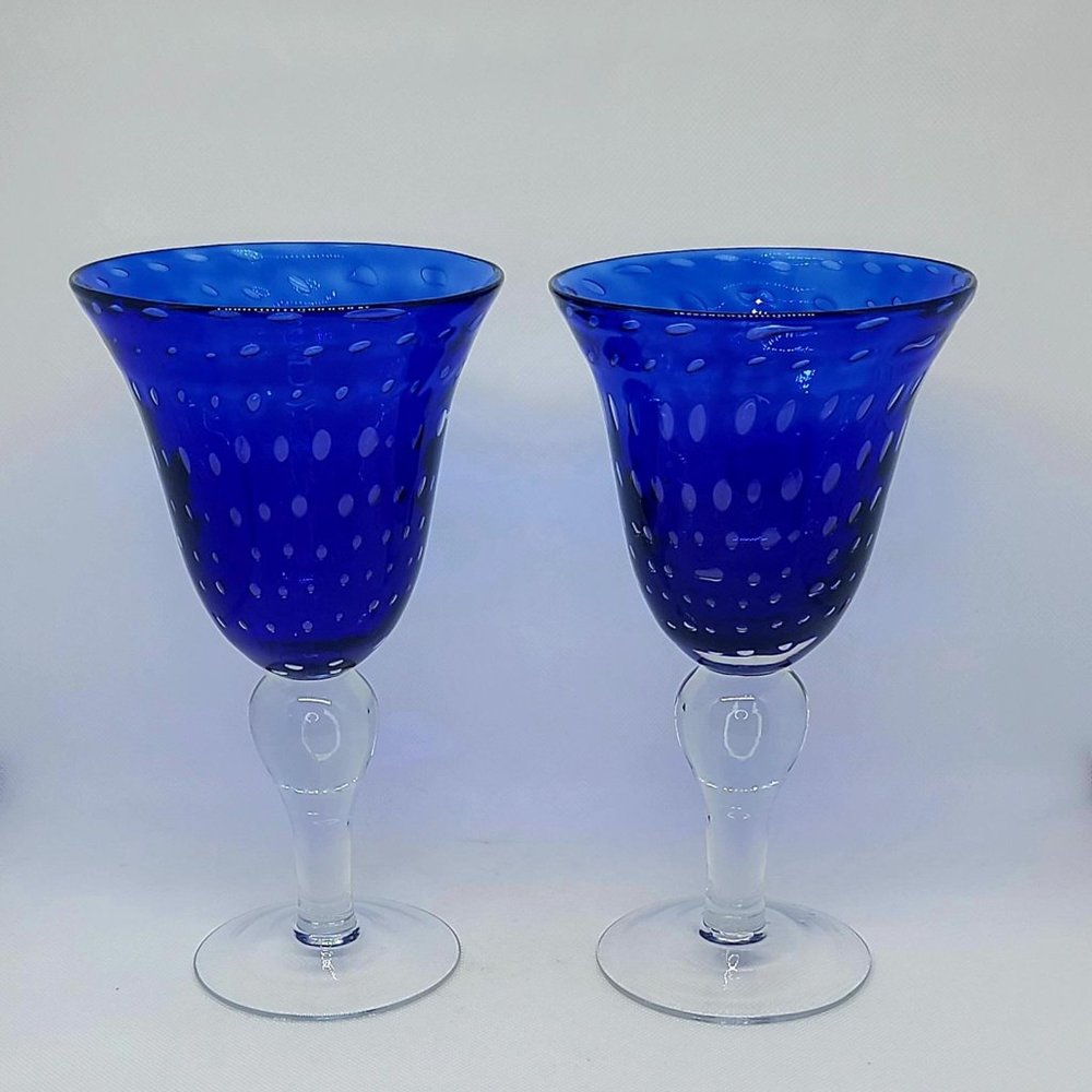 Hand Blown Controlled Bubble Goblets